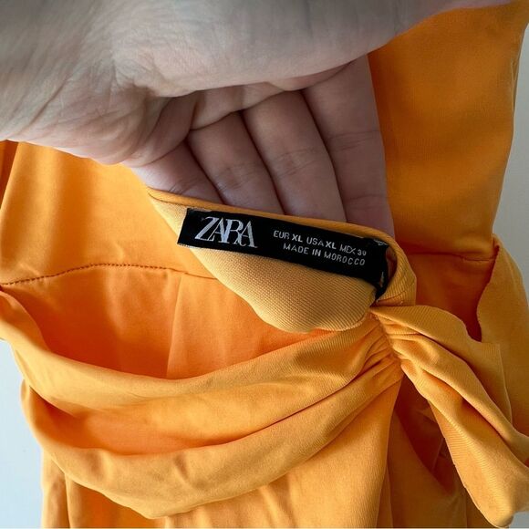 NWT Zara Sweetheart Neckline Ruched One Piece Swimsuit in Orange - Picture 6 of 9